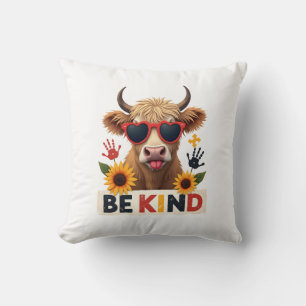 Cojín Decorativo Rompecabezas Vintage Autismo Vaca Highland Sé Amab