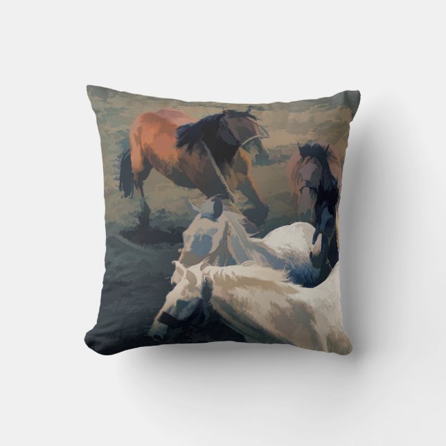 Cojín Decorativo Rompiendo - Caballos salvajes (Anverso)