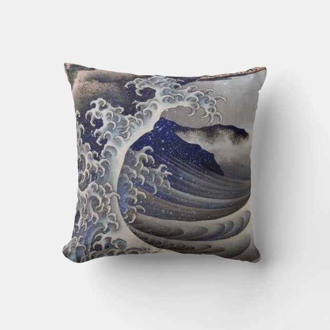 Cojín Decorativo Rompiendo olas, Hokusai (Anverso)