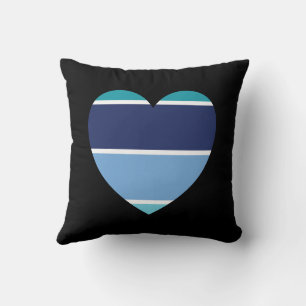 Cojín Decorativo Ronda de corazón de rayas azules