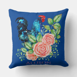 Cojín Decorativo Rooster con flores azules