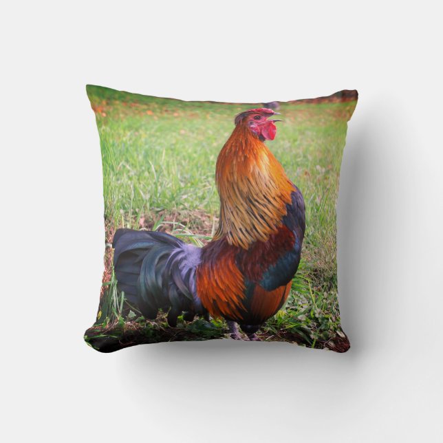 Cojín Decorativo Rooster Crowing Farm Animal (Anverso)