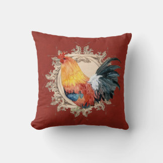Cojín Decorativo Rooster de color de agua Campo Rústico de Francia