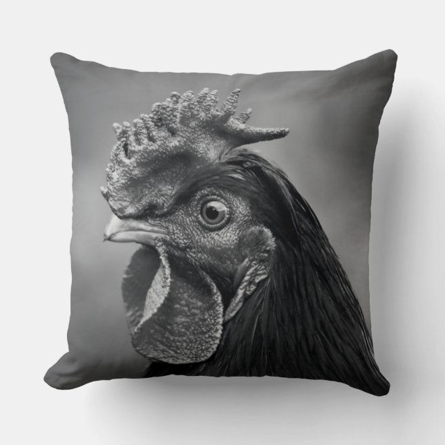 Cojín Decorativo Rooster negro y blanco (Anverso)
