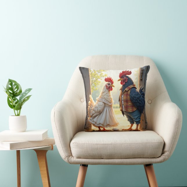 Cojín Decorativo Rooster y Hen Humor (Silla)