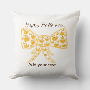 Cojín Decorativo Ropa de calabaza amarilla feliz Halloween añadir t