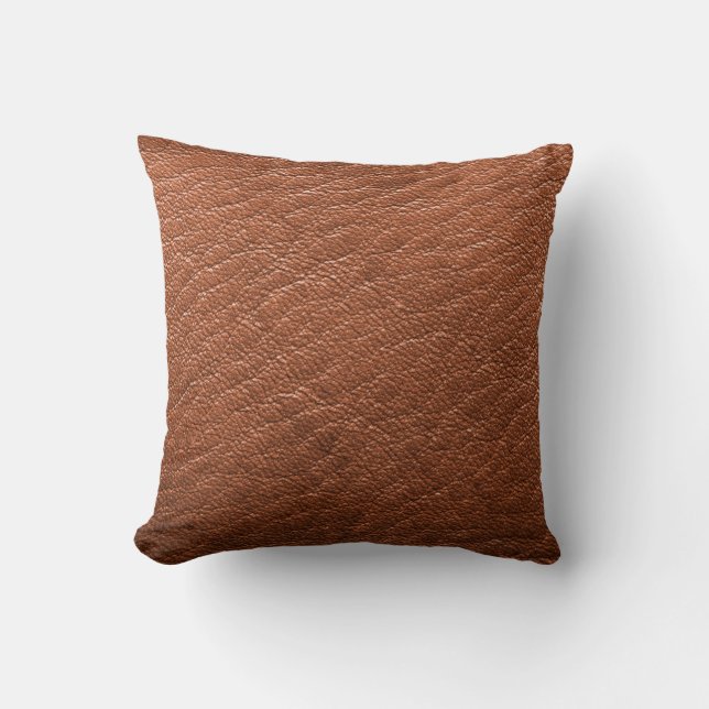 Cojín Decorativo Ropa de estructura marrón de cuero (Anverso)