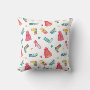 Cojín Decorativo Ropa de punto acuática: colorida foca de invierno