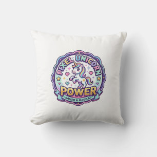 Cojín Decorativo Ropa lista para POD de poder de unicornio pixel de