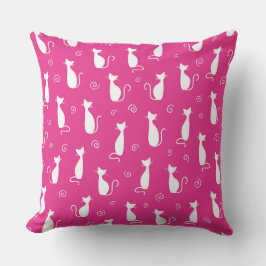 COJÍN DECORATIVO ROPA LUMINOSA CON SILHOUETTES DE GATO BLANCO