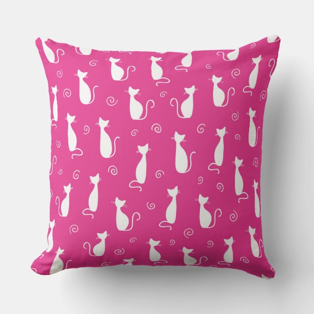 COJÍN DECORATIVO ROPA LUMINOSA CON SILHOUETTES DE GATO BLANCO (Anverso)