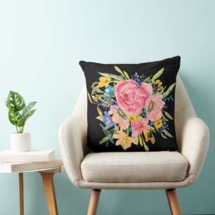 Cojín Decorativo Rosa acuarela Floral Bouquet
