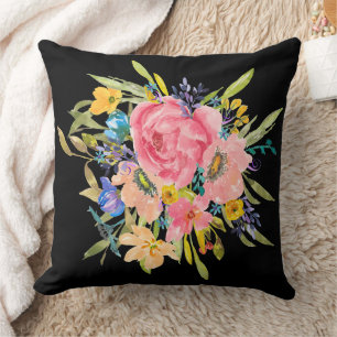 Cojín Decorativo Rosa acuarela Floral Bouquet