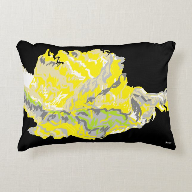 Cojín Decorativo Rosa amarilla de 16" x 12" (Anverso)