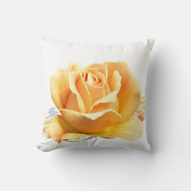 Cojín Decorativo Rosa amarilla en blanco (Anverso)