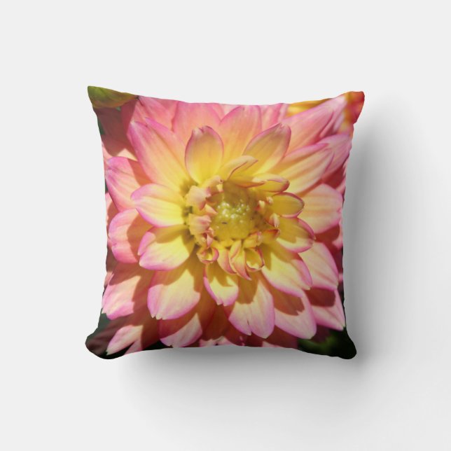 Cojín Decorativo Rosa amarillo caliente Dahlia Flor (Anverso)