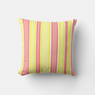 Cojín Decorativo Rosa Amarillo Sol Blanco Rayas Verticales