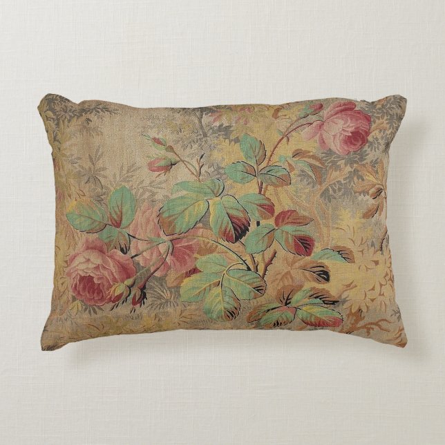 Cojín Decorativo Rosa antiguo Floral (Anverso)