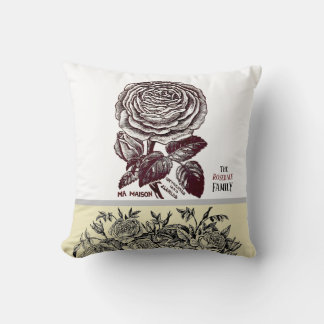Cojín Decorativo Rosa antiguo - Su elección de texto