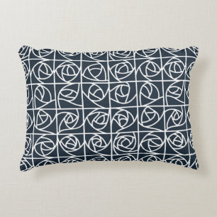 Cojín Decorativo Rosa Art Deco Cuadrados estilizados azul marino fl