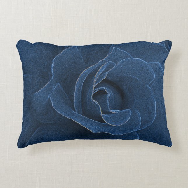 Cojín Decorativo Rosa azul de terciopelo (Anverso)