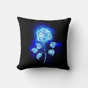 Cojín Decorativo Rosa azul en llamas