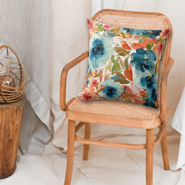 Cojín Decorativo Rosa azul patrón floral otoñal (Subido por el creador)