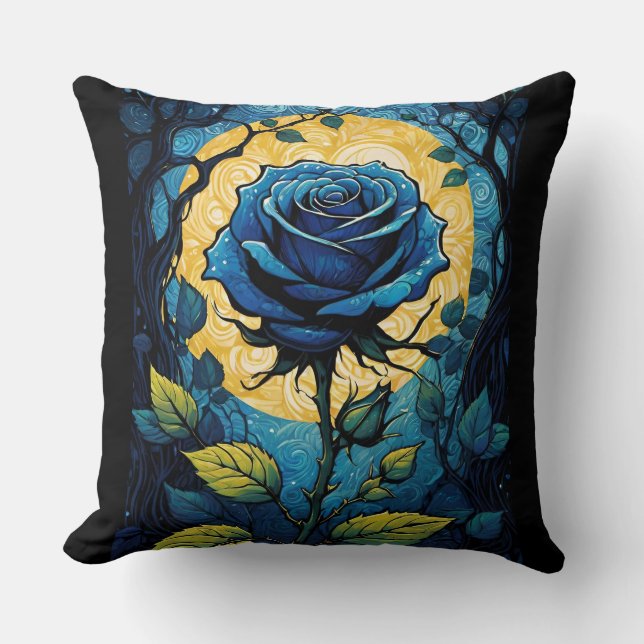 Cojín Decorativo Rosa azul Vines 3 (Anverso)