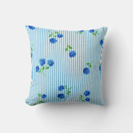 Cojín Decorativo Rosa azul vintage Moda de cabaña Seersucker Strike