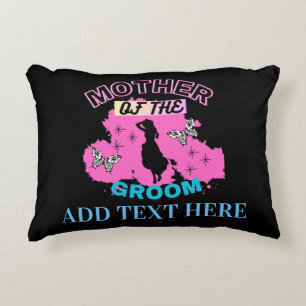 Cojín Decorativo Rosa, Azul y Negro Madre Mamá Mami del Novio