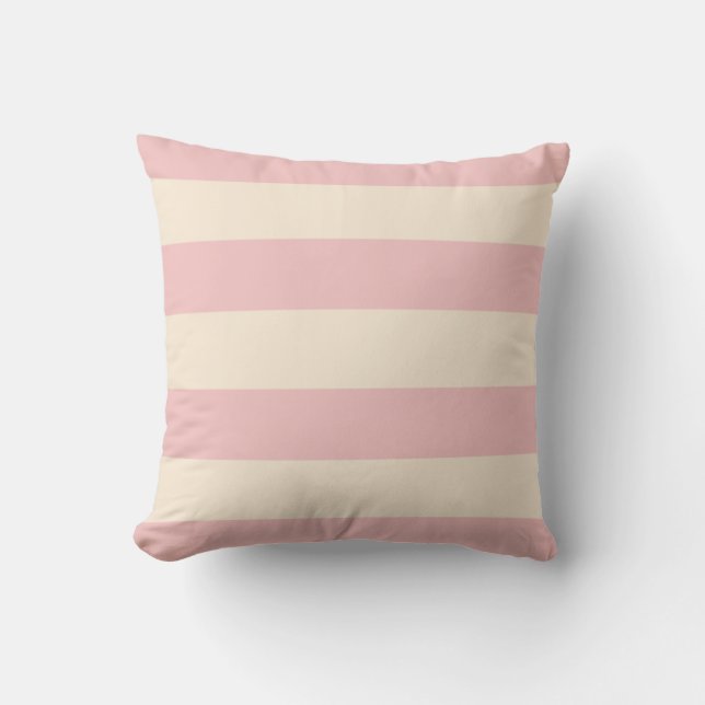 Cojín Decorativo Rosa Bebé y Rayas Blancas Antiguas (Anverso)