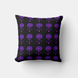 Cojín Decorativo Rosa beso damasco moderno morado y negro