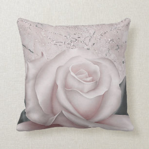 Cojín Decorativo Rosa Blanca Rubor Glam Moderno Mármol Shabby Chic