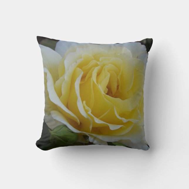 Cojín Decorativo Rosa blanca y amarilla (Anverso)