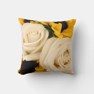 Cojín Decorativo Rosa Blanca y Girasol Foto Algodón