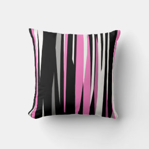 Cojín Decorativo rosa blanco y negro abstracto