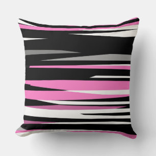 Cojín Decorativo rosa blanco y negro abstracto