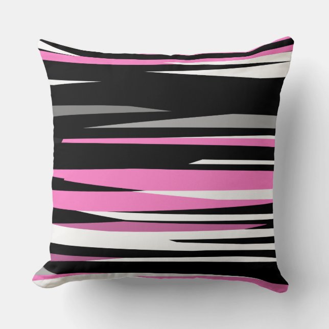 Cojín Decorativo rosa blanco y negro abstracto (Anverso)