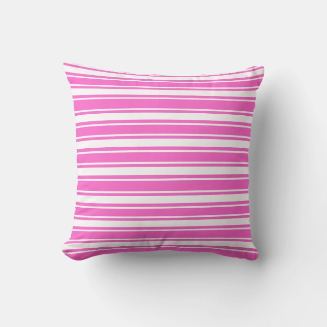 Cojín Decorativo Rosa brillante y franja blanca (Anverso)