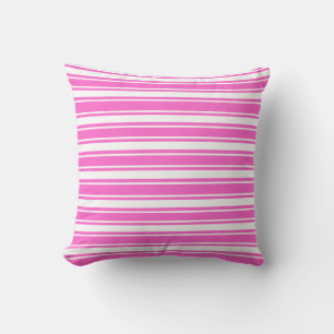 Cojín Decorativo Rosa Brillante y rayas blancas