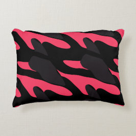 Cojín Decorativo Rosa caliente, gris y negro abstracto de camuflaje