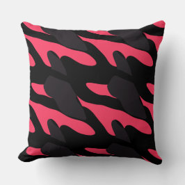 Cojín Decorativo Rosa caliente, gris y negro abstracto de camuflaje