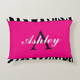 Cojín Decorativo Rosa Caliente Personalizado y Cebra