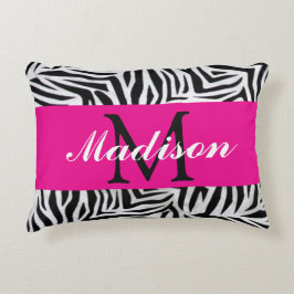 Cojín Decorativo Rosa Caliente Personalizado y Cebra