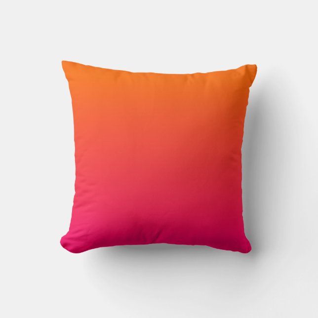 Cojín Decorativo Rosa caliente y Naranja Ombre (Anverso)