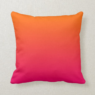 Cojín Decorativo Rosa Caliente y Ombre Naranja