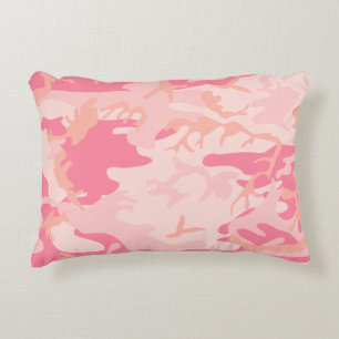 Cojín Decorativo Rosa Claro Rosa Oscuro y Camuflaje de Melocotón