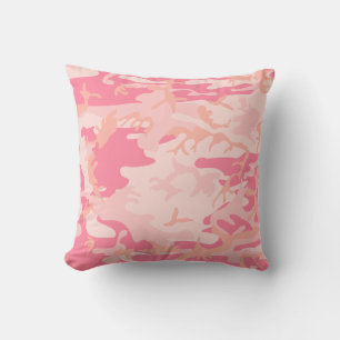 Cojín Decorativo Rosa Claro Rosa Oscuro y Camuflaje de Melocotón