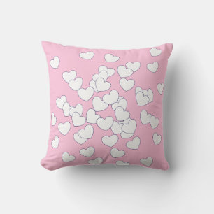 Cojín Decorativo Rosa Corto Para Chicas Con Corazón Blanco, Niños P