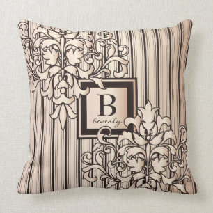 Cojín Decorativo Rosa Cuartz Damask Stripes Monotone Neutral Girly